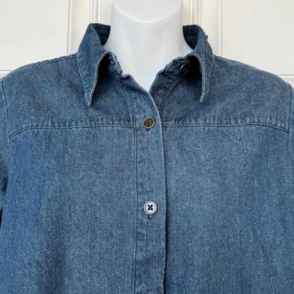 JOAN RIVERS DENIM BUTTON DOWN TOP XS - Picture 2 of 13